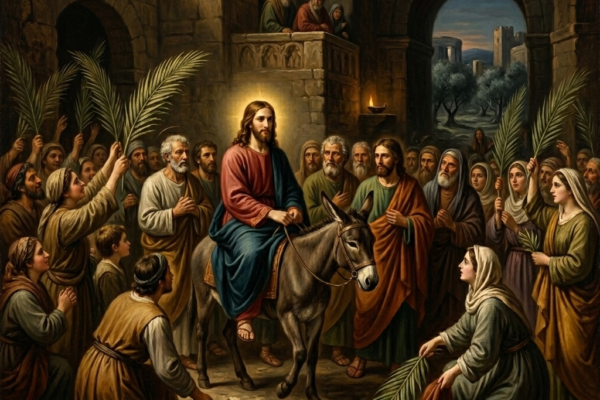 Jezus wjeżdżający do Jerozolimy na osiołku