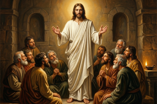 Jezus pokazuje apostołom przebite ręce i bok