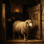 Owca wchodząca przez bramę