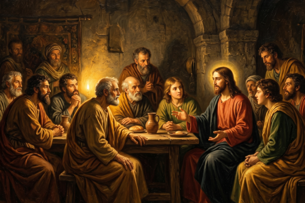 Jezus rozmawiający z uczniami